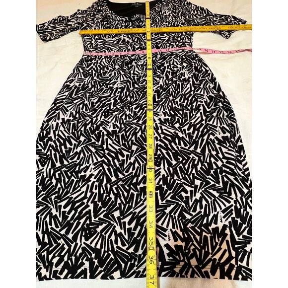 Lauren Ralph Lauren Size 8 Black White Abstract Print Body Con Dress Career Boho - Picture 11 of 16